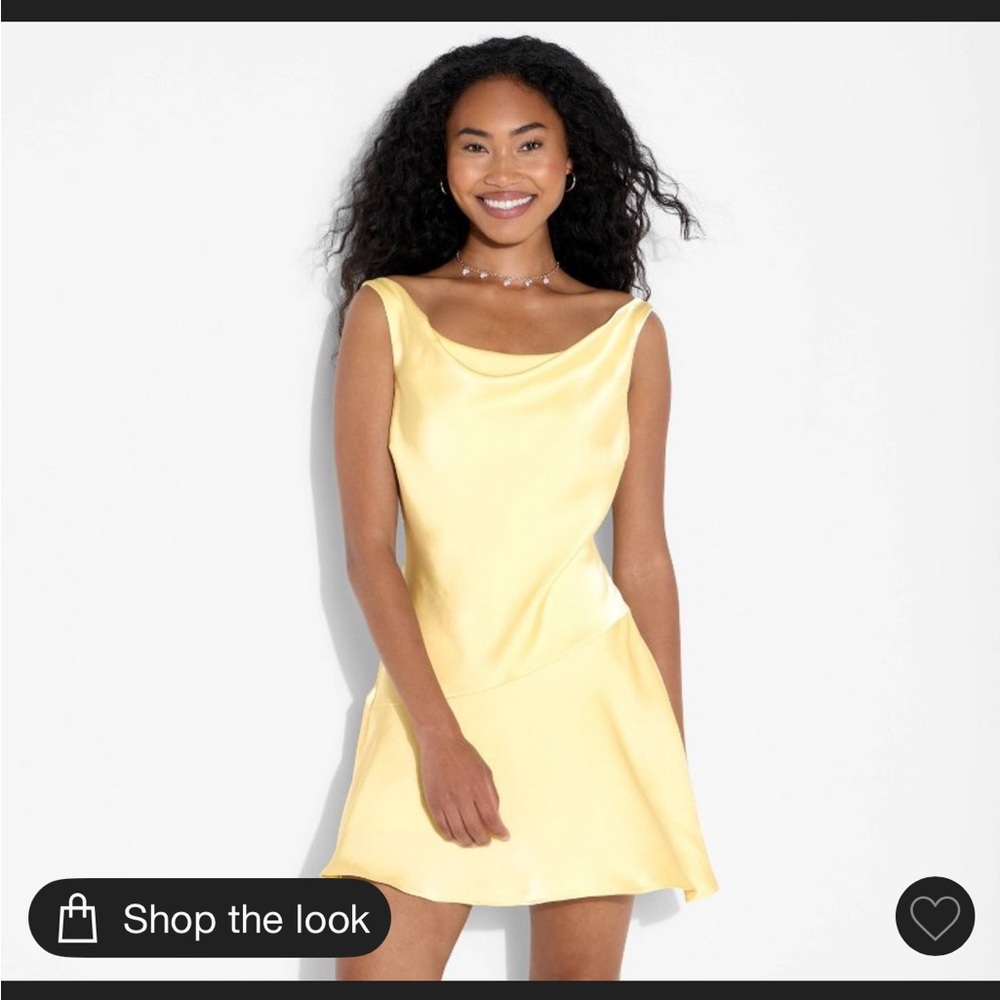 Target wild fable Yellow Satin Cowl Mini Sheath Dress
